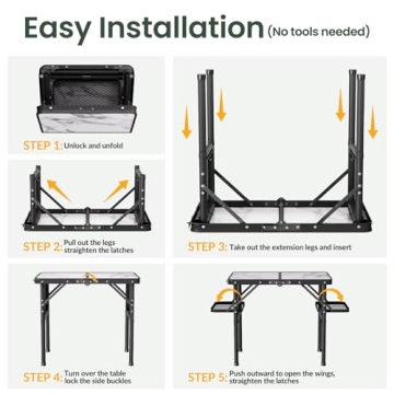 Titanker Folding Camping Table with Extra Storage Space