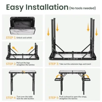 Titanker Folding Camping Table with Extra Storage Space