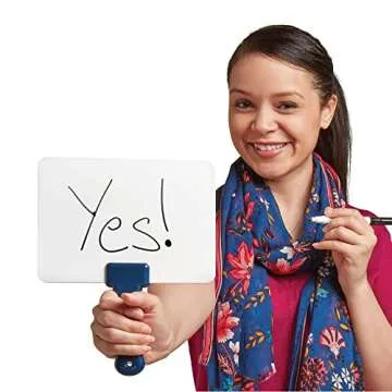 Trainers Warehouse Quick Response Board | Handheld White Board with Handle - Teaching Props - Super-Sturdy Dry-Erase, Two-Sided Whiteboards (5.9" x 7.75")