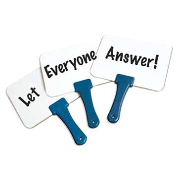 Trainers Warehouse Quick Response Board | Handheld White Board with Handle - Teaching Props - Super-Sturdy Dry-Erase, Two-Sided Whiteboards (5.9" x 7.75")