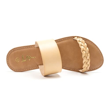 LM Women's Braided Flat Slide Sandals for Summer Comfort