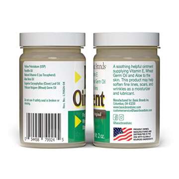 Basic Brands - Vitamin E Ointment - 2 OZ - Moisture Enhancing - Can Help Reduce Appearance of Scars,...