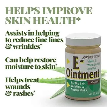 Basic Brands - Vitamin E Ointment - 2 OZ - Moisture Enhancing - Can Help Reduce Appearance of Scars, Stretch Marks, Fine Lines & Wrinkles - 2-Pack