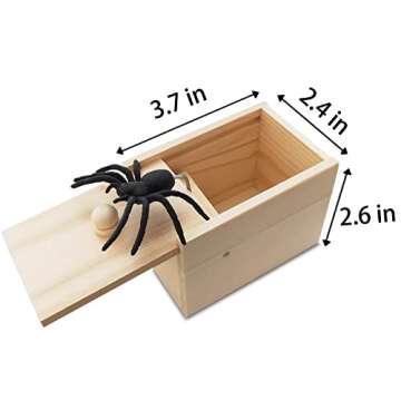 Fudragtn Fake Spider in a Box Prank Gift for Adults Kids,Handmade Wooden Pop Out Scare Surprise Boxe...