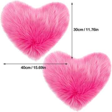 Mudder 2 Pieces Heart Shaped Rug Faux Room Fluffy Carpet Heart Shaped Door Mat for Room Bedroom, 12 ...