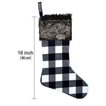 Senneny Christmas Stockings - 4 Pack 18" Buffalo Plaid Stockings with Plush Fur Cuff