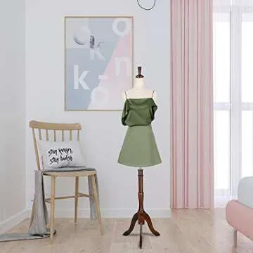 Bonnlo Upgraded Female Dress Form, Mannequin Torse Body with Adjustable Rubber Wood Stand for Dress Jewelry Display (White, 2-4)