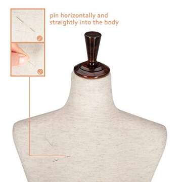 Bonnlo Upgraded Female Dress Form, Mannequin Torse Body with Adjustable Rubber Wood Stand for Dress Jewelry Display (White, 2-4)