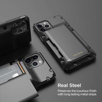 VRS DESIGN Damda Glide Pro Phone Case for iPhone 12 Pro Max, with [4 Cards] Premium Sturdy [Semi Auto] Credit Card Holder Slot Wallet for iPhone 12 Pro Max 6.7 inch(2020) Black