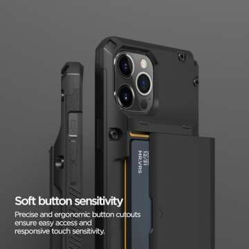 VRS DESIGN Damda Glide Pro Phone Case for iPhone 12 Pro Max, with [4 Cards] Premium Sturdy [Semi Auto] Credit Card Holder Slot Wallet for iPhone 12 Pro Max 6.7 inch(2020) Black
