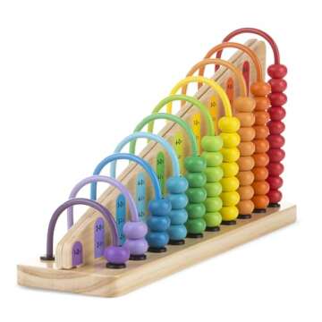 Melissa & Doug Add & Subtract Abacus - Educational Toy With 55 Colorful Beads and Sturdy Wooden Construction, 3 - 6 years