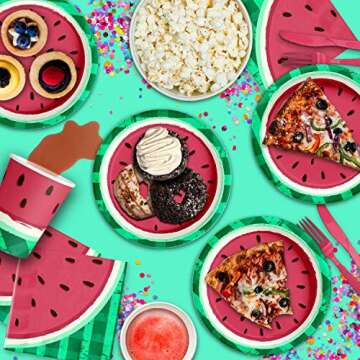 Watermelon Birthday Party Supplies Set Plates Napkins Cups Tableware Kit for 16