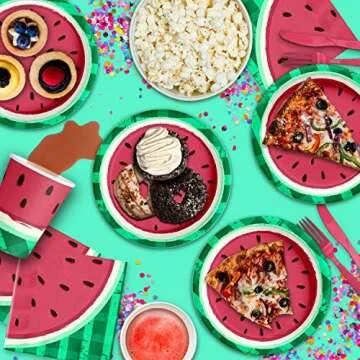 Watermelon Birthday Party Supplies Set Plates Napkins Cups Tableware Kit for 16