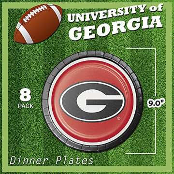 Creative Converting University of Georgia Dinnerware Party Bundle - Dinner & Dessert Plates, Table Cover - Bulldogs Football Tailgate Set of Paper Decor Supplies
