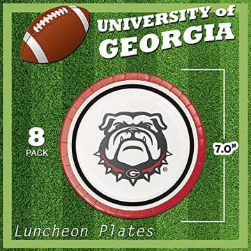 Creative Converting University of Georgia Dinnerware Party Bundle - Dinner & Dessert Plates, Table Cover - Bulldogs Football Tailgate Set of Paper Decor Supplies