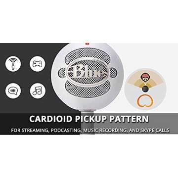 Blue Snowball iCE USB Mic for Recording and Streaming on Windows and Mac - Plug and Play Cardioid Condenser Microphone with Adjustable Stand (White) Bundle with Blucoil Pop Filter Windscreen