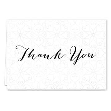 Boho Spirit Thank You Note Cards / 36 Greeting Cards With White Envelopes Set / 6 Floral And Feather...
