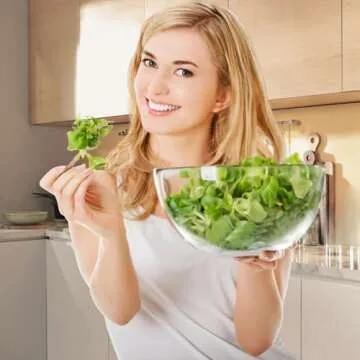 Qxbekmor Large Acrylic Salad Bowls and Serving Bowls, Great for Serving Salad, Popcorn, Chips, Dips, Condiments, Break-Resistant Set of 2, Clear 146 oz