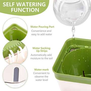OurWarm Self Watering Herb Planters | Set of 3 Indoor Planters