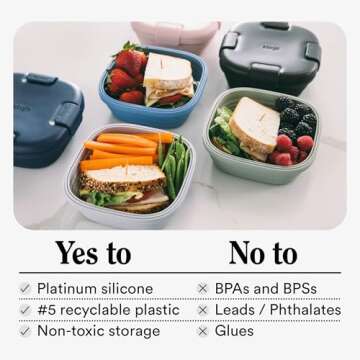 STOJO Collapsible Sandwich Box - Carbon Grey, 24oz - Reusable Food Storage Container - To-Go Travel Silicone Bowl for Hot and Cold Food - for Meal Prep, Lunch, Camping and Hiking - Dishwasher Safe