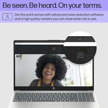 HP 15.6" Portable Laptop (Include 1 Year Microsoft 365), HD Display, Intel Quad-Core N200 Processor, 16GB RAM, 128GB Storage, Wi-Fi 6, Webcam, HDMI, Numeric Keypad, Windows 11 Home, Silver