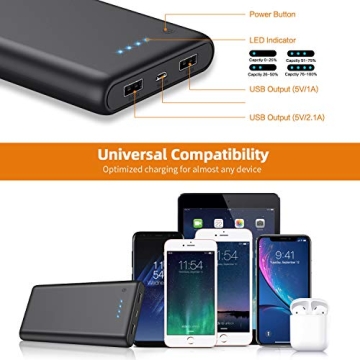 25800mAh Power Bank Fast Dual USB Charging iPhone Android
