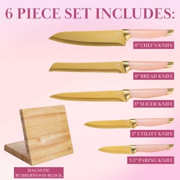 Paris Hilton Knife Block Set with Stylish Magnetic Display