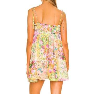 Floral Boho Mini Dress Flowy Chiffon Spaghetti Strap Corset Dress Y2k Floral Summer Dresses for Wome...