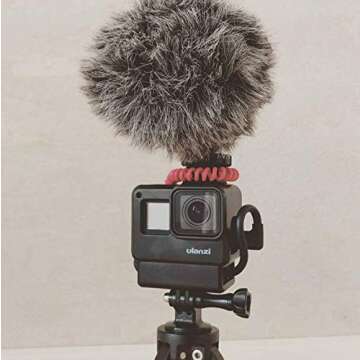 ULANZI V2 Multifunctional Vlogging Case w Cold Shoe Mount f Microphone LED Video Light,Wire Connectable Frame Housing Shell Mount Cage for Action Cam 13 12 11 9 8 7 6 5 Action Cam Video Vlog Setup