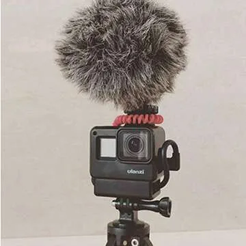 ULANZI V2 Multifunctional Vlogging Case w Cold Shoe Mount f Microphone LED Video Light,Wire Connectable Frame Housing Shell Mount Cage for Action Cam 13 12 11 9 8 7 6 5 Action Cam Video Vlog Setup