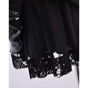 Coskidz Women's Goth Dress Cosplay Costume Dress with Stockings Black Dress Steampunk Halloween (Black, Small)
