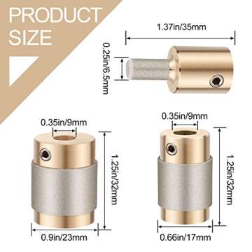 Glass Grinder Bits - Diamond Drill Set, 3 Sizes (1 Inch, 3/4 Inch, 1/4 Inch) for Stained Glass Tools