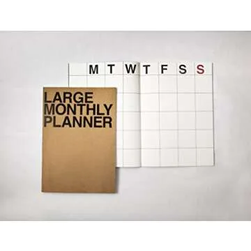 JSTORY Large Monthly Planner Lays Flat Undated Year Round Flexible Cover Goal/Time Organizer Thick Paper Eco Friendly Customizable Stitch Bound A4 16 Months 18 Sheets Kraft 8.46 x 11.61 Inches