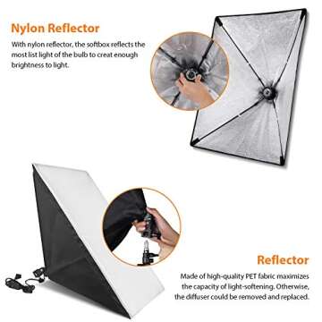 PHOPIK Softbox Lighting Kit 2X20X28 inch Professional Continuous Studio Photography Photo Studio Equipment with 2×85W 5500K E27 Socket Bulbs for Portraits and Product Shooting