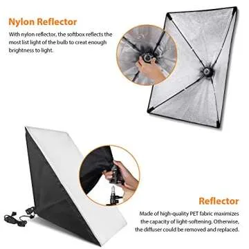 PHOPIK Softbox Lighting Kit 2X20X28 inch Professional Continuous Studio Photography Photo Studio Equipment with 2×85W 5500K E27 Socket Bulbs for Portraits and Product Shooting