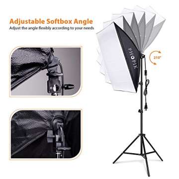 PHOPIK Softbox Lighting Kit 2X20X28 inch Professional Continuous Studio Photography Photo Studio Equipment with 2×85W 5500K E27 Socket Bulbs for Portraits and Product Shooting