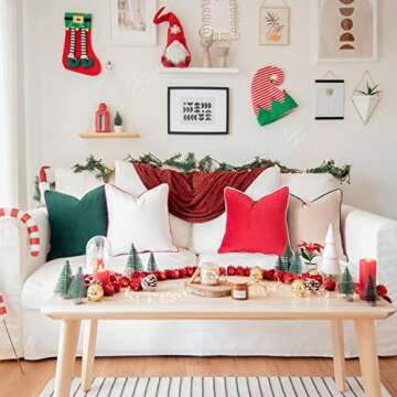 MONDAY MOOSE Christmas Decorative Throw Pillow Covers Cushion Cases, Set of 4 Soft Velvet Double-Sid...