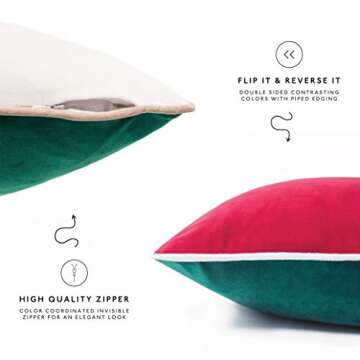 MONDAY MOOSE Christmas Velvet Pillow Covers, Set of 4