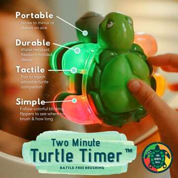 Kids Toothbrush Timer Light Up Turtle for Fun Brushing