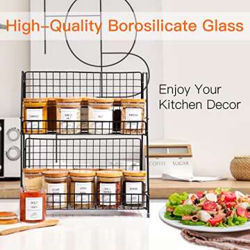 STARSIDE 6 oz Glass Jars with Bamboo Lids,Set of 15 Empty Spice Jars with Labels,Glass Spice Containers,Airtight Food Storage Container,Borosilicate Glass Canisters Sets