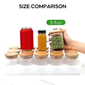 STARSIDE 6 oz Glass Jars with Bamboo Lids,Set of 15 Empty Spice Jars with Labels,Glass Spice Containers,Airtight Food Storage Container,Borosilicate Glass Canisters Sets