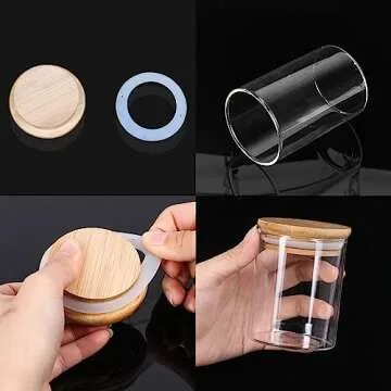 STARSIDE 6 oz Glass Jars with Bamboo Lids,Set of 15 Empty Spice Jars with Labels,Glass Spice Containers,Airtight Food Storage Container,Borosilicate Glass Canisters Sets