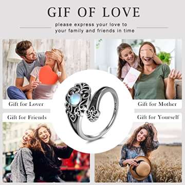 Moonstone Spoon Ring 925 Sterling Silver Adjustable Beauty