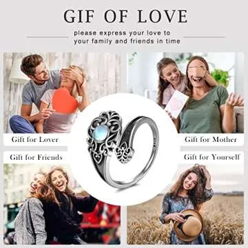 Moonstone Spoon Ring 925 Sterling Silver Adjustable Beauty