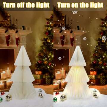 ZEYGC Christmas Decorations Light Up Paper Christmas Tree, Foldable Warm White Led Lighted Battery Operated 19.68" Xmas Decor for Indoor Home Decor