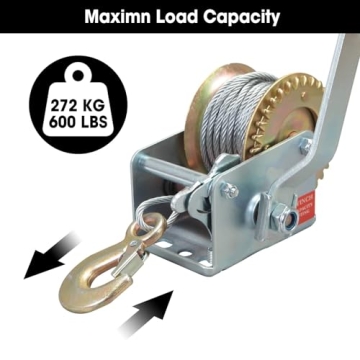 BIG RED 600lbs Manual Hand Crank Winch with Steel Cable