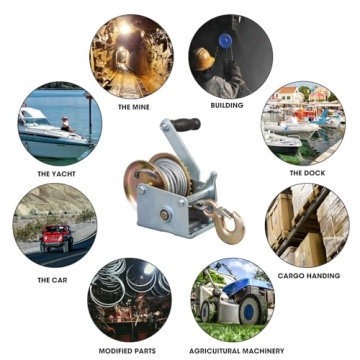 BIG RED 600lbs Manual Hand Crank Winch with Steel Cable