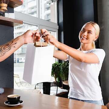 Durable White Kraft Gift Bags, 100 Pack for All Events