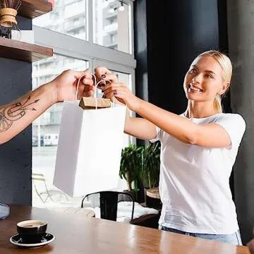 Durable White Kraft Gift Bags, 100 Pack for All Events