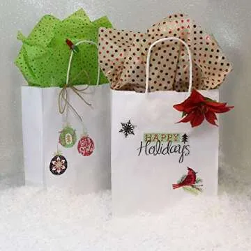 Durable White Kraft Gift Bags, 100 Pack for All Events